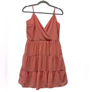 New! Francesca's Trixxi mini dress dot v-neck tiered dress, medium